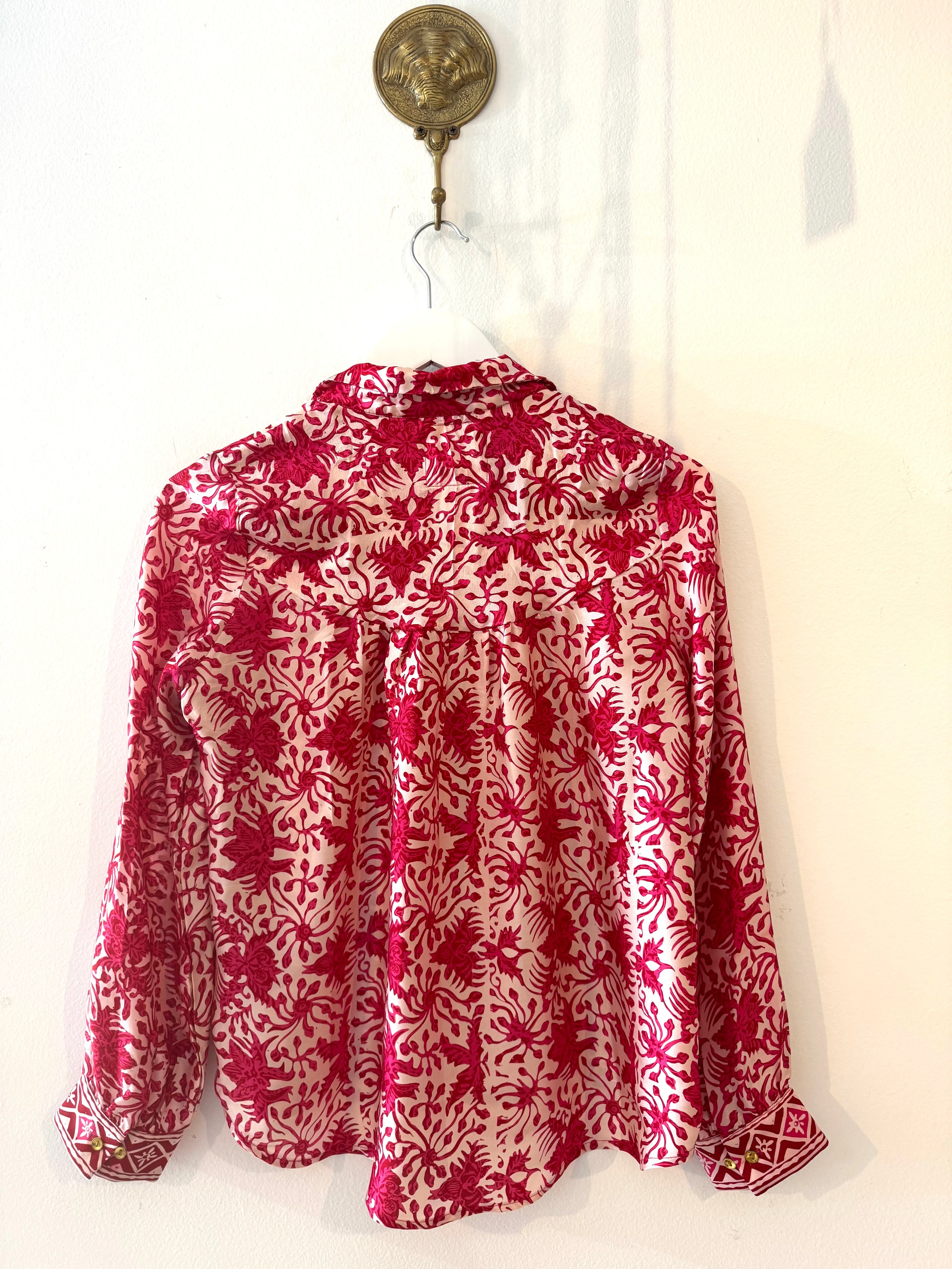 Marseille Silk Blouse in Hot Pink