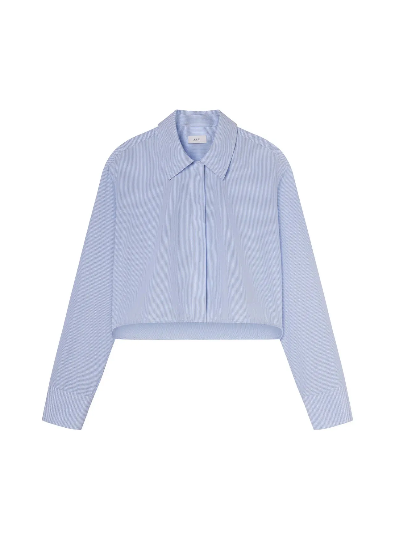 Maude Cropped Cotton Shirt - Light Blue White Stripe
