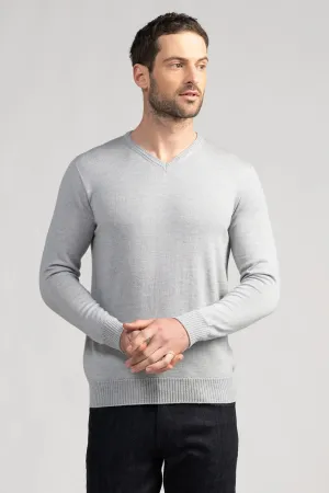 Mens Simple Merino Vee - Fog-1768
