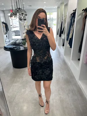 Mesh flower midi dress