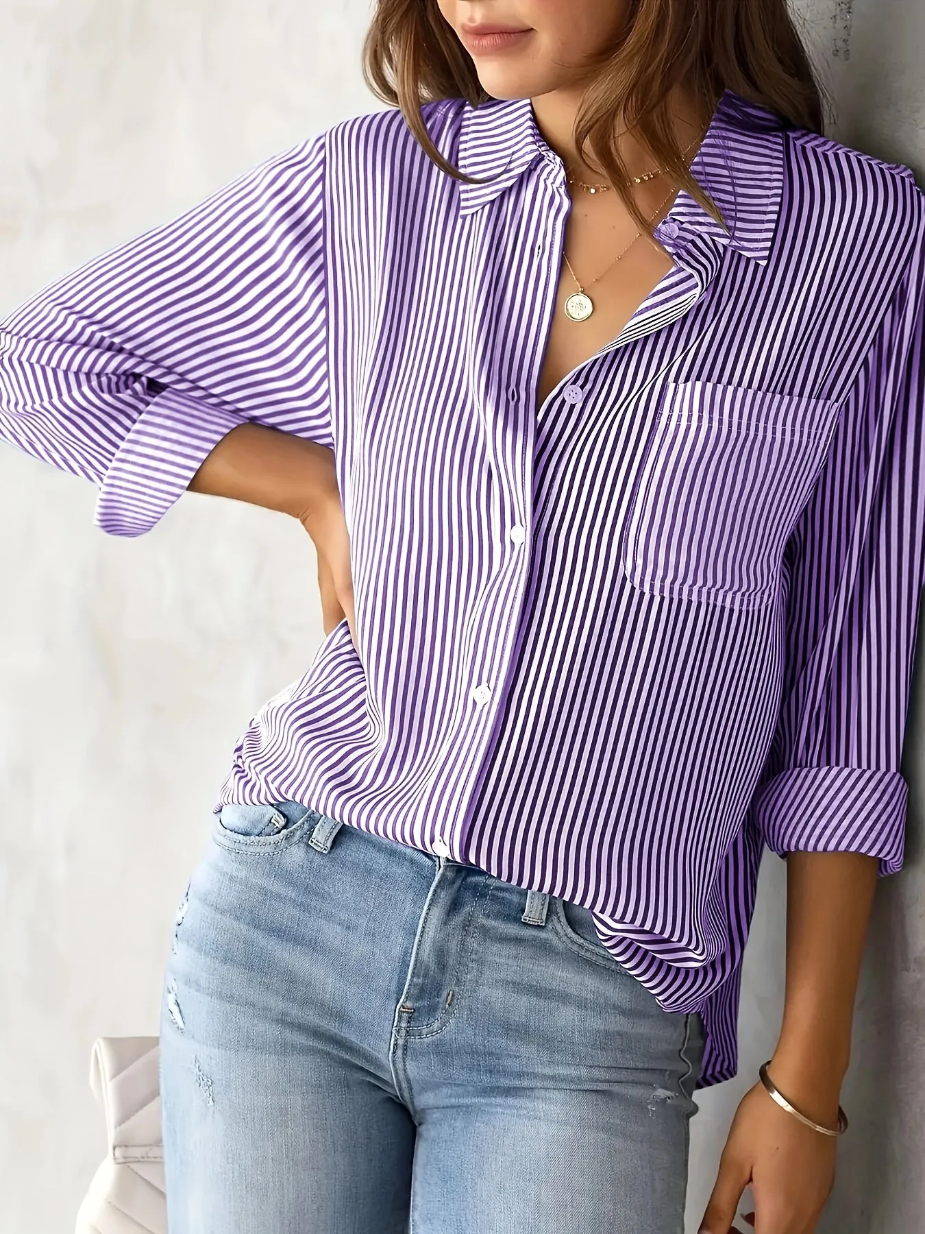 Mia ™ | Casual Striped Button-Up Shirt