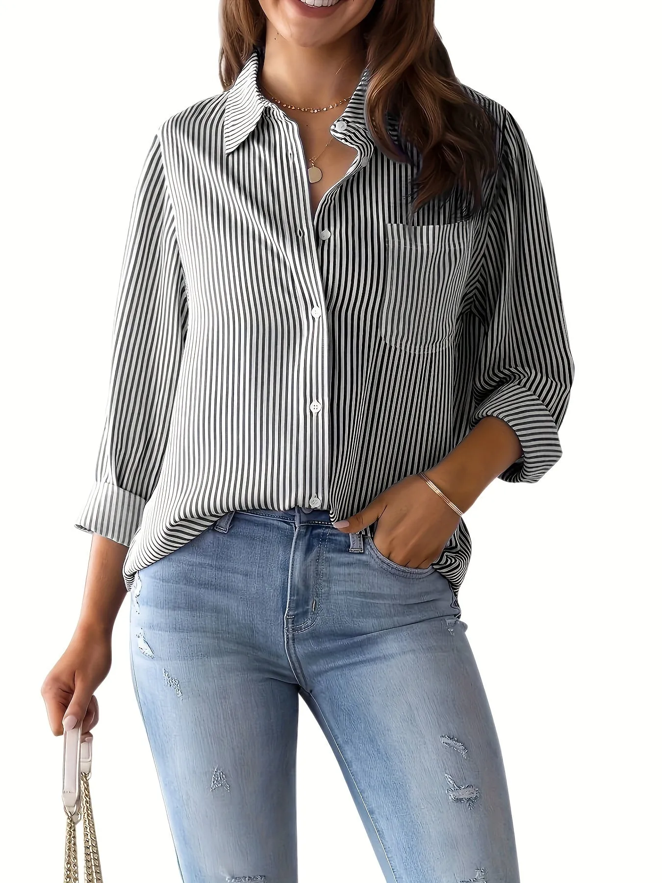 Mia ™ | Casual Striped Button-Up Shirt