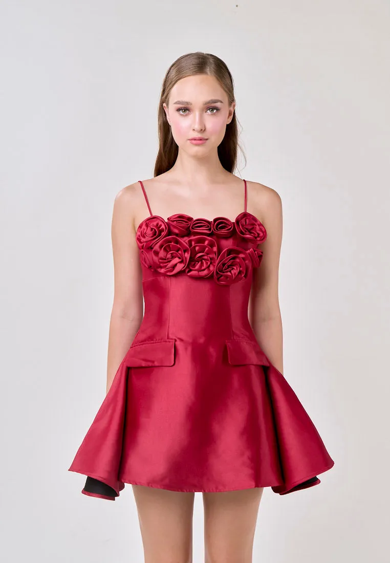 Molly Red Sleeveless Flower Top Mini Dress