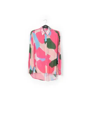 Multicolor shirt with sequin-embroidered collar