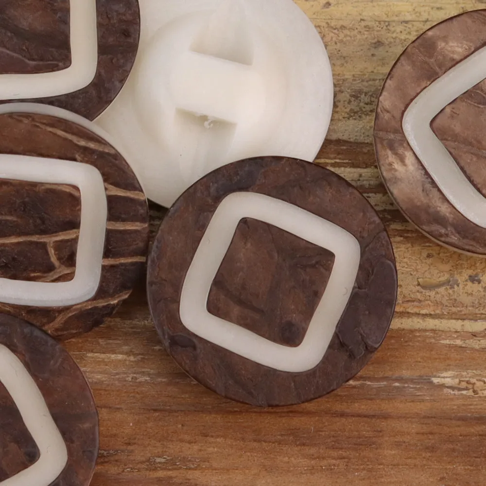 Natural Bark White Wood Grain Corozo Button 20 Pack(4 Sizes)