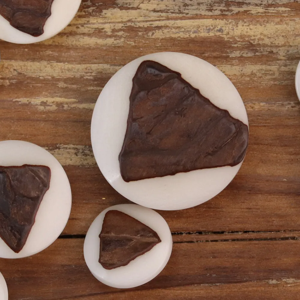 Natural Bark White Wood Grain Corozo Button 20 Pack(4 Sizes)