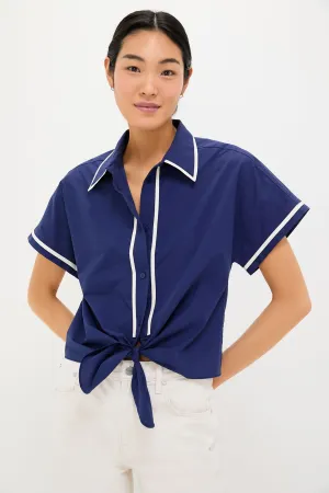 Navy and White Trimmed Connor Blouse