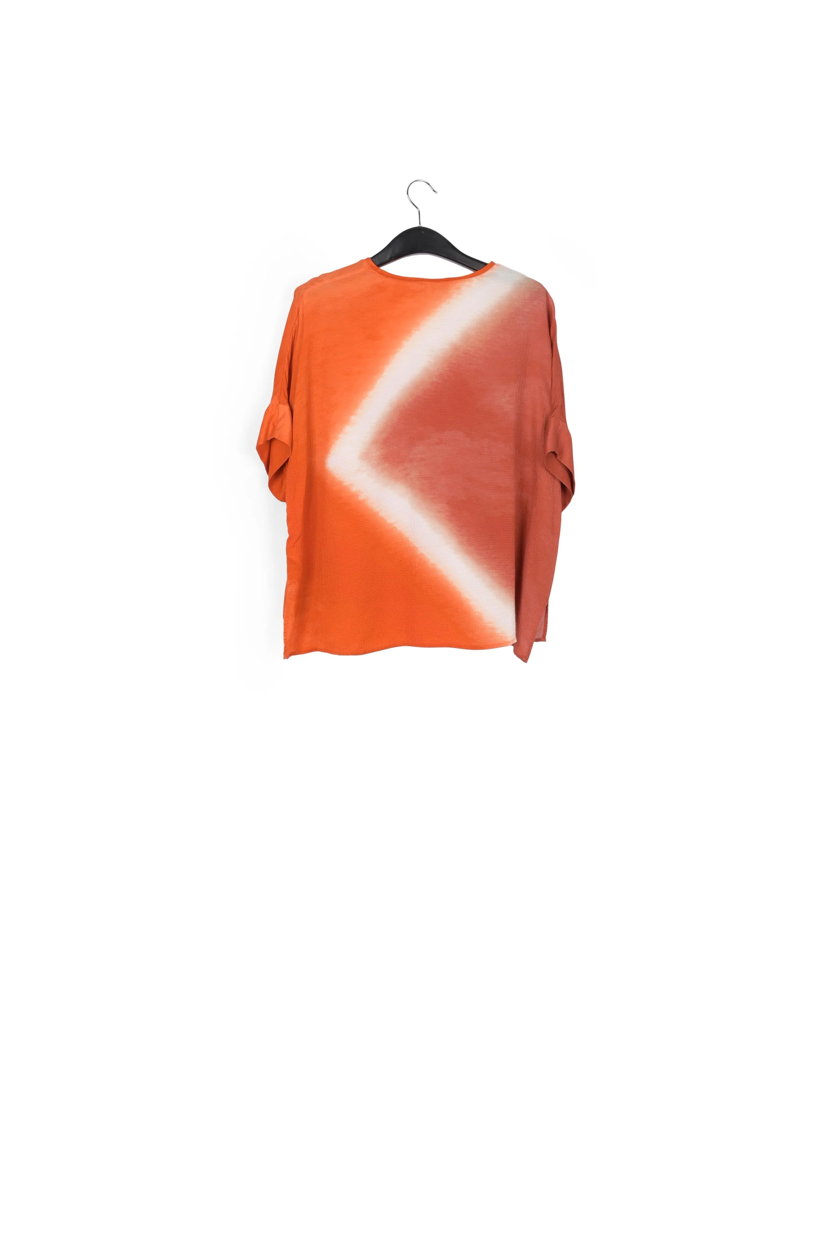 Orange boxy tie-dye print top