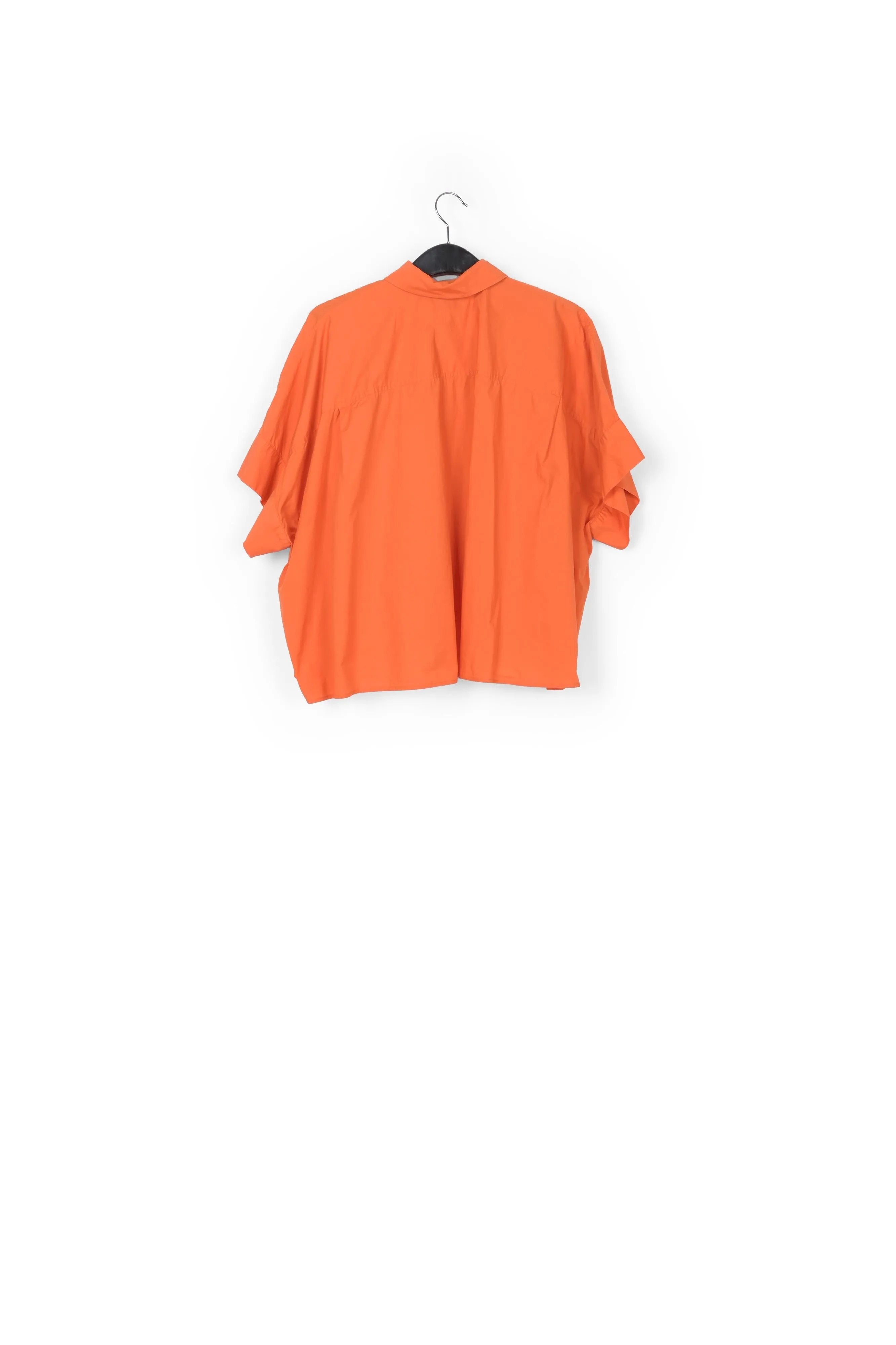 Orange oversized cotton-poplin buttoned shirt