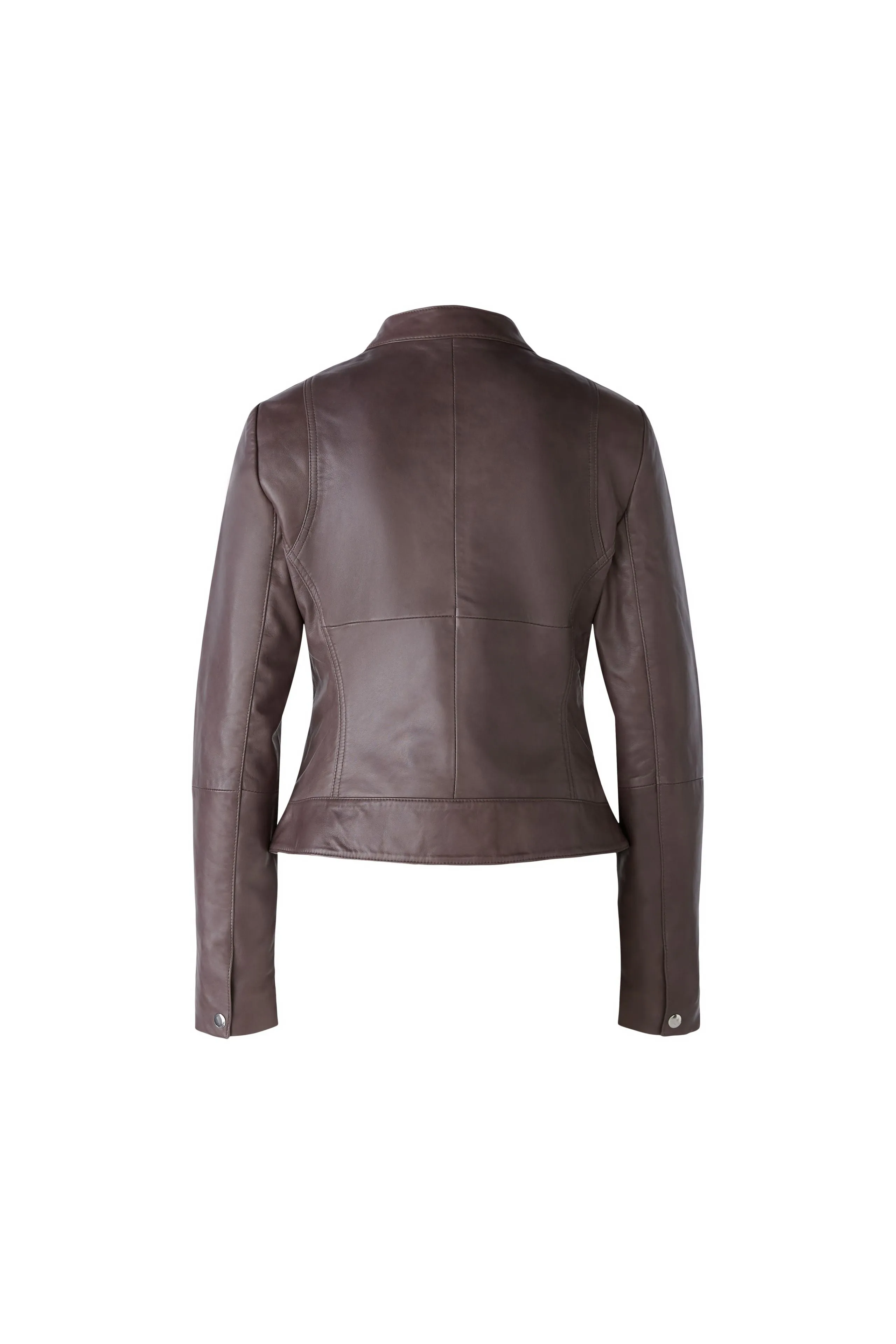 Oui Brown Leather Biker Style Jacket