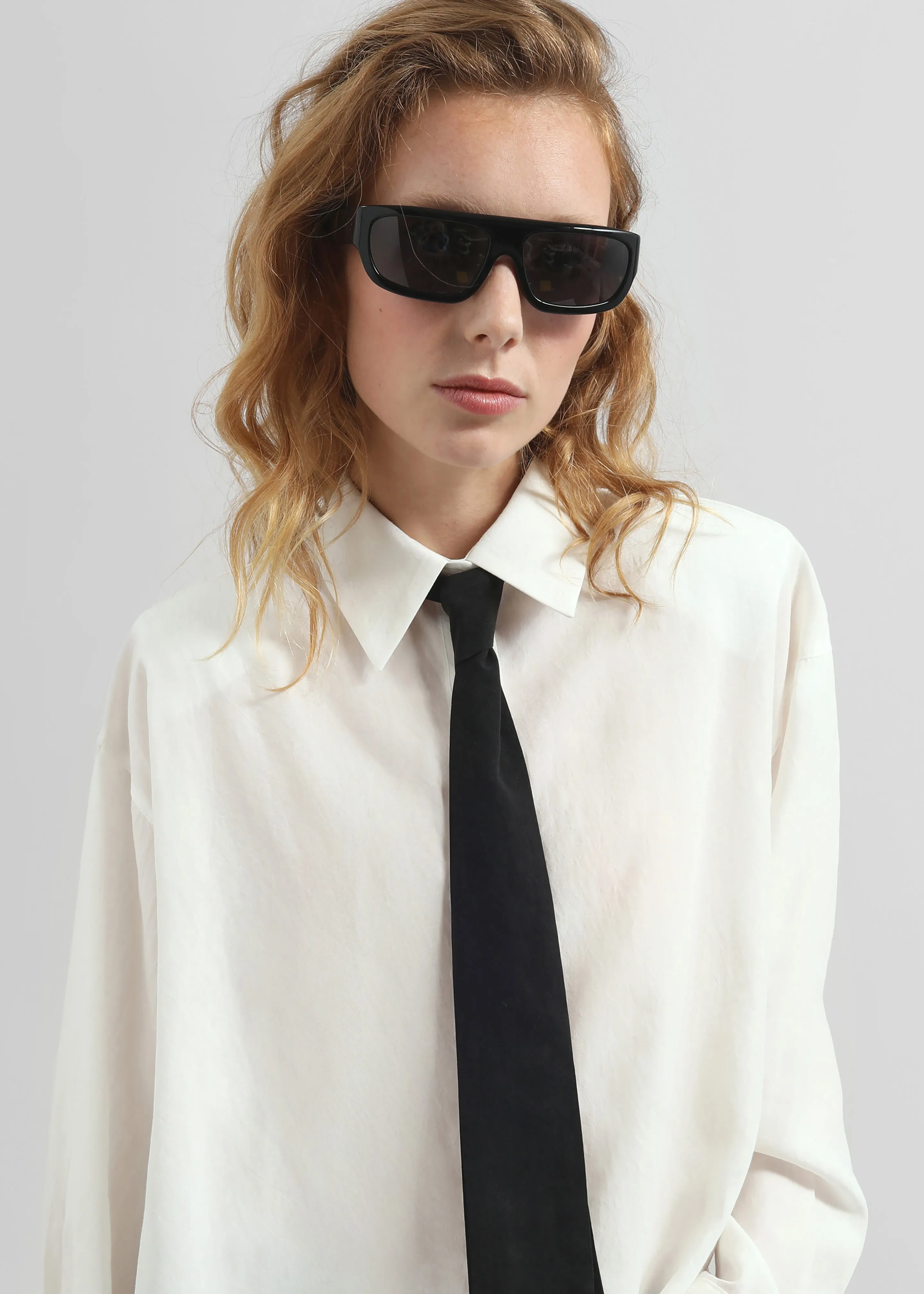 Patti Neck Tie Shirt - White