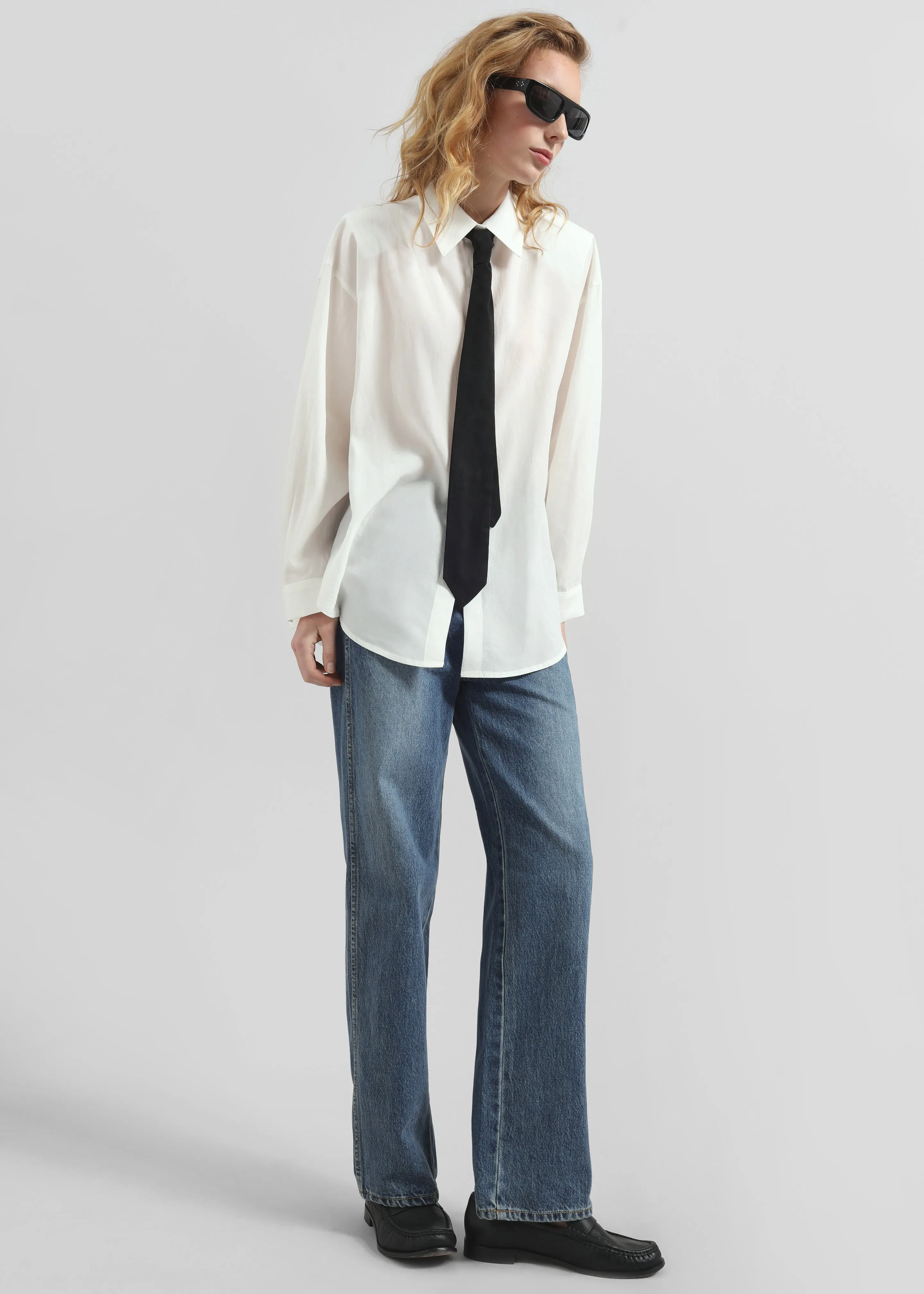 Patti Neck Tie Shirt - White