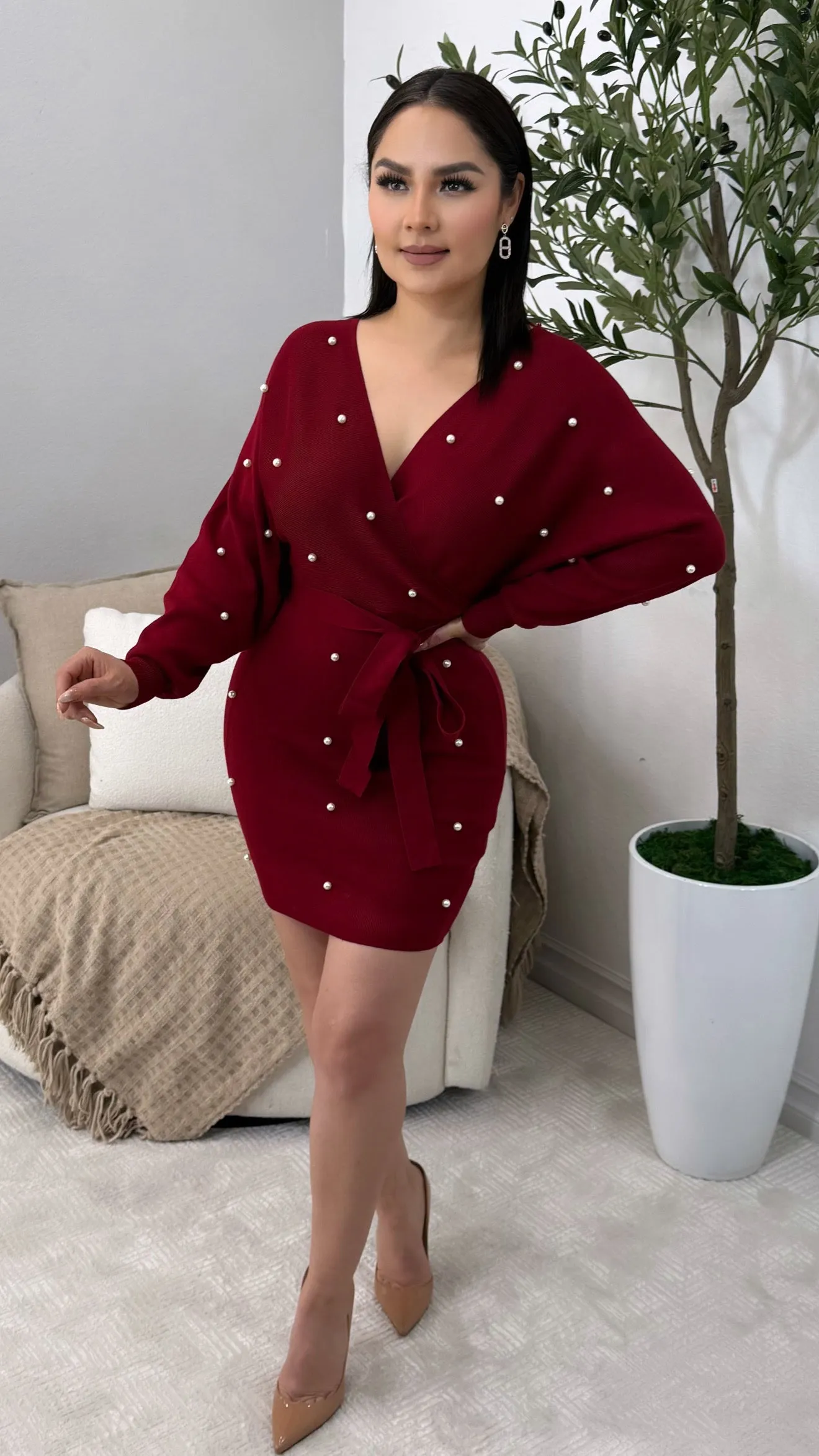 PEARL BURGUNDY DRESS