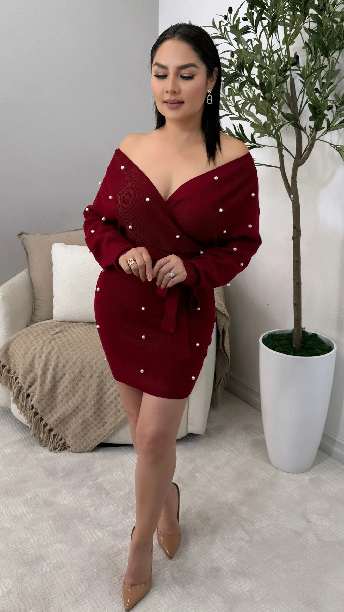 PEARL BURGUNDY DRESS
