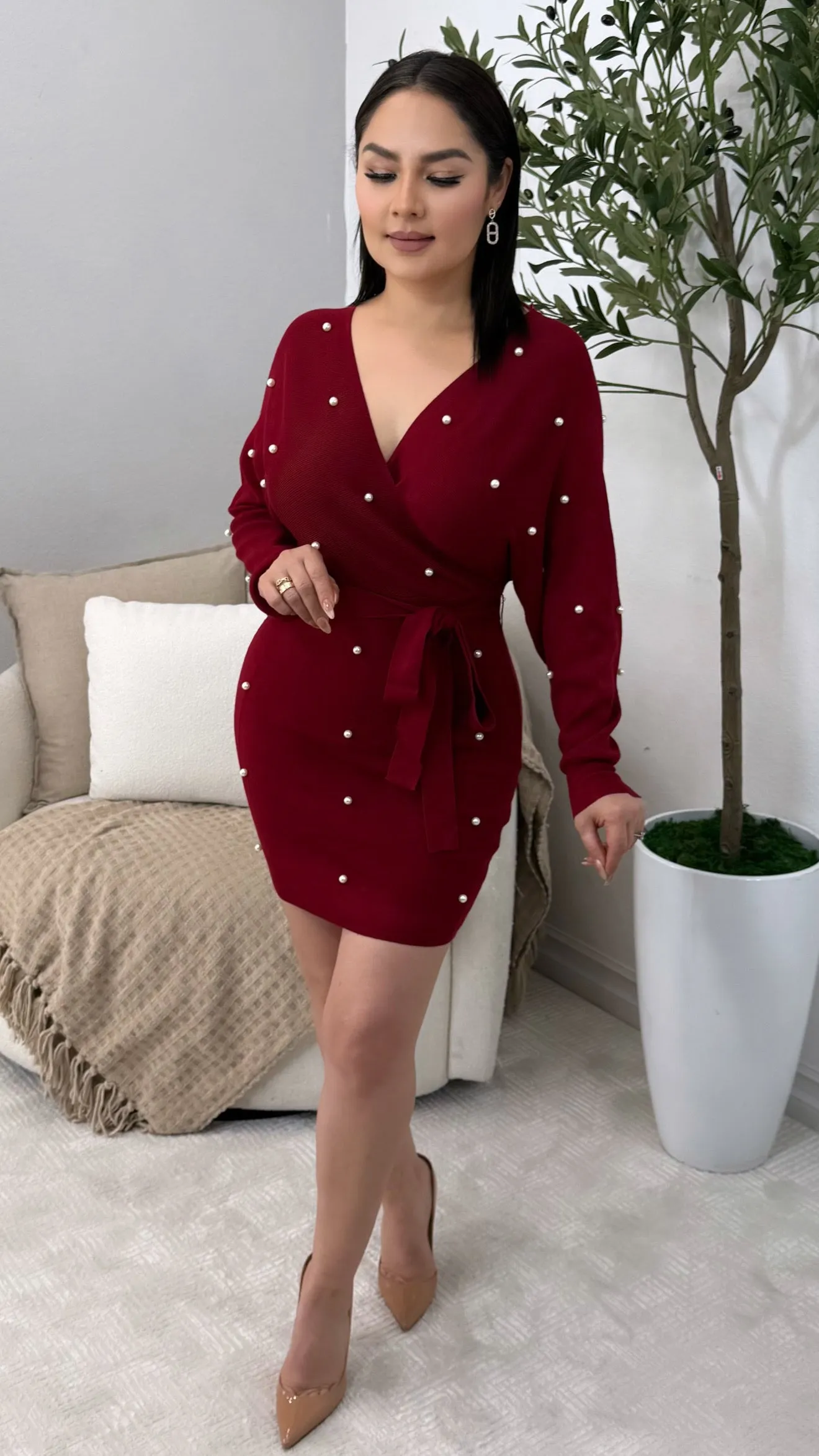 PEARL BURGUNDY DRESS