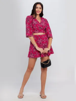 Pink Bohemian Printed Tie-Up Top