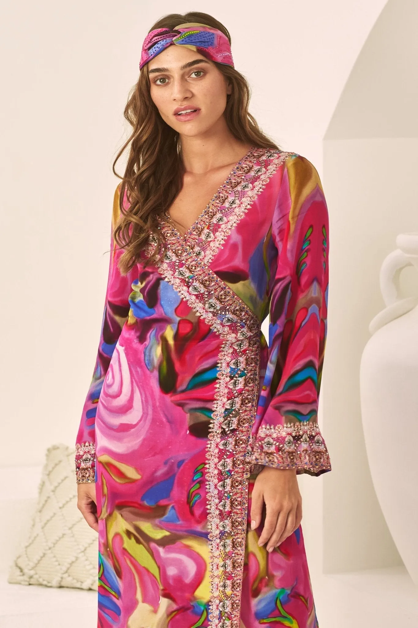 PINK ROSE WRAP DRESS