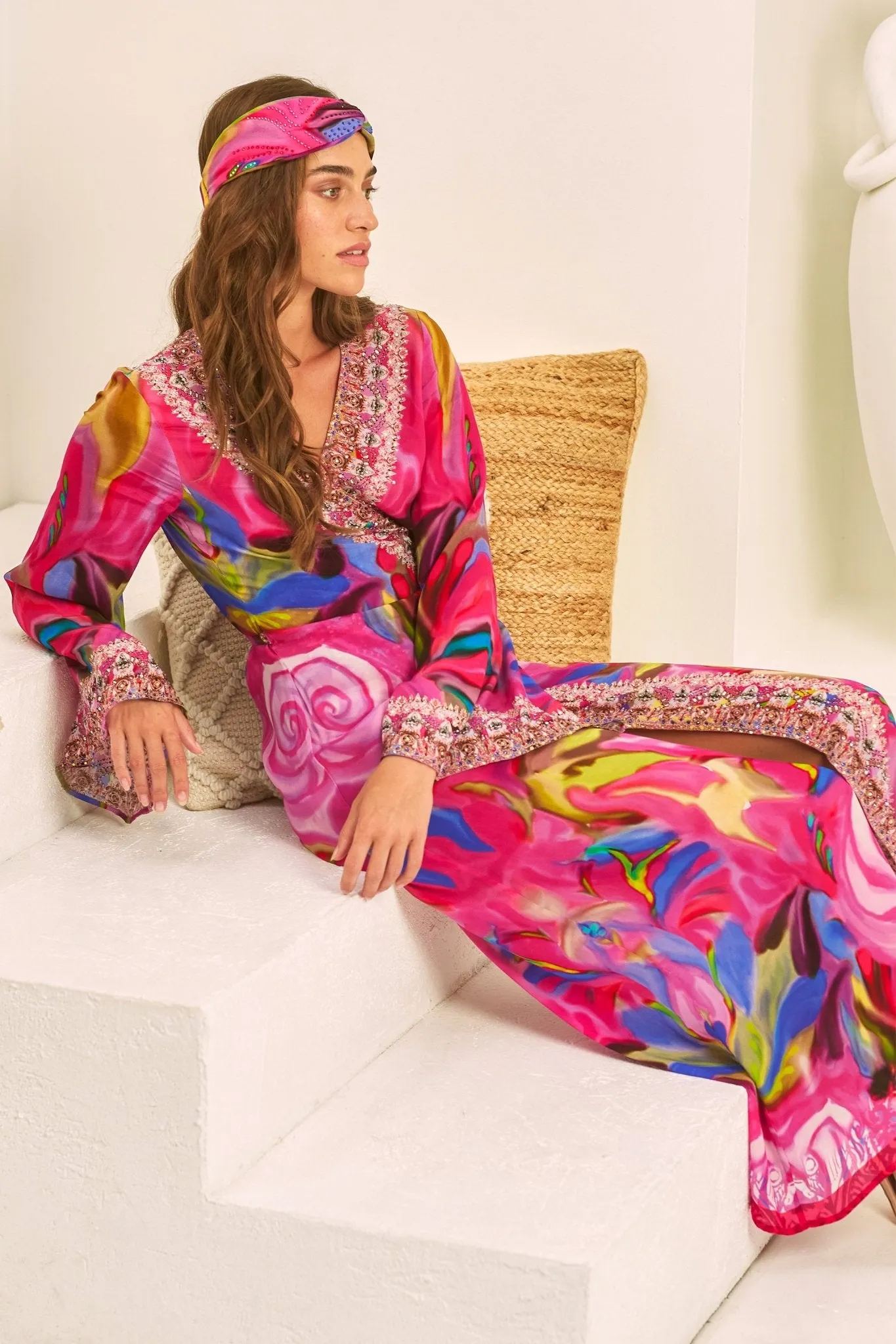 PINK ROSE WRAP DRESS