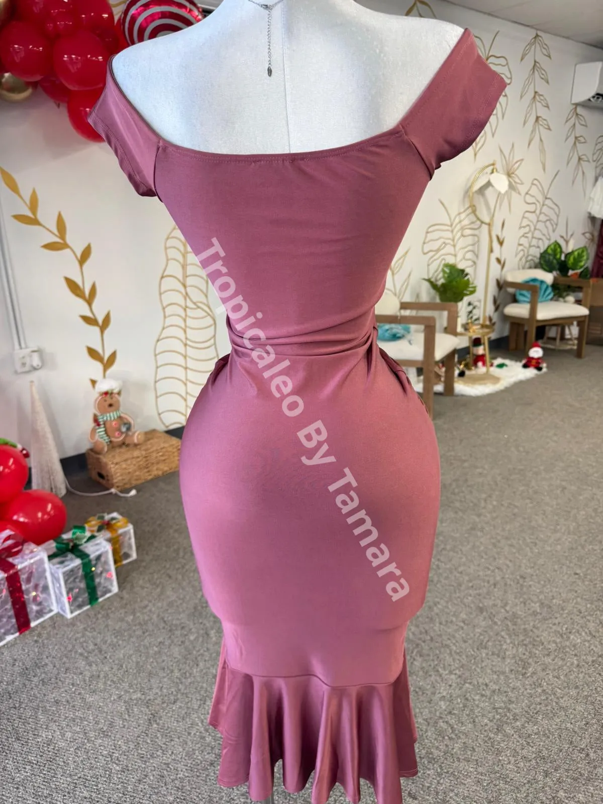 Pink Ruffled Midi Dress