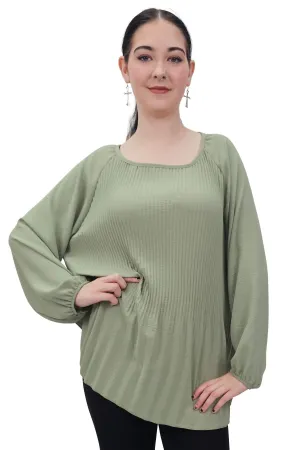 Plain Pleated Elastic Cuff Top