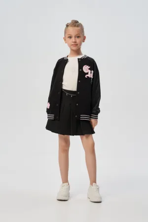 Pleated Skirt with Chain