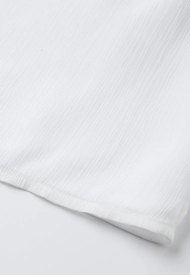 Pleated-trim Concealed-button Chiffon Blouse