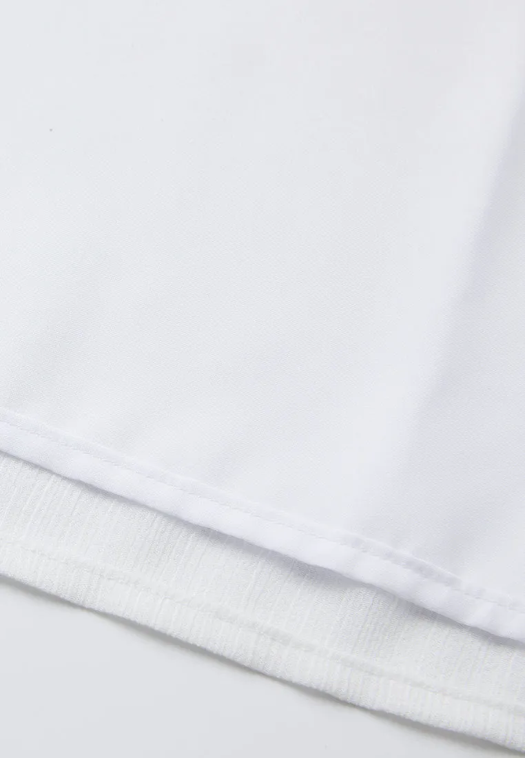 Pleated-trim Concealed-button Chiffon Blouse