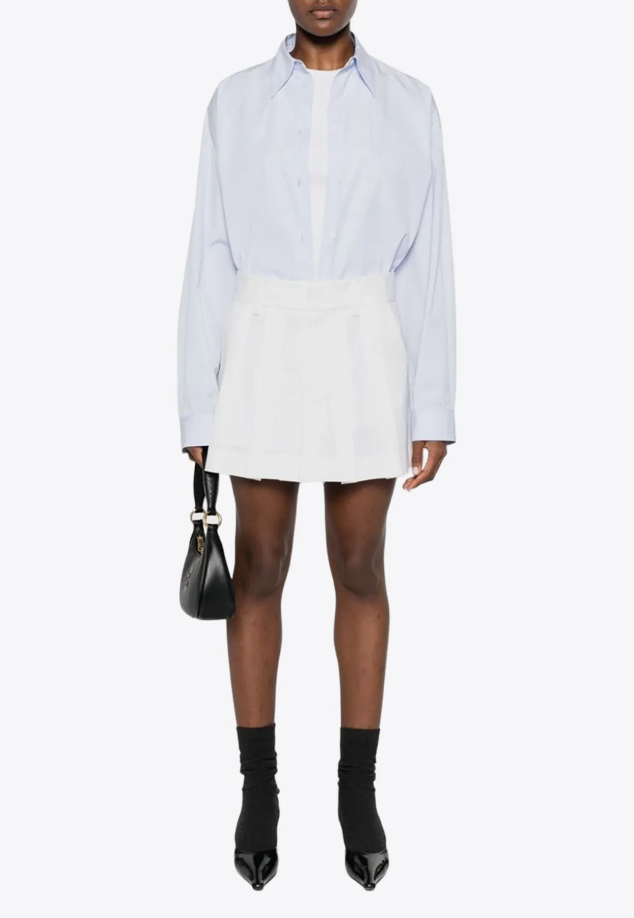 Pleated Wool-Blend Mini Skirt