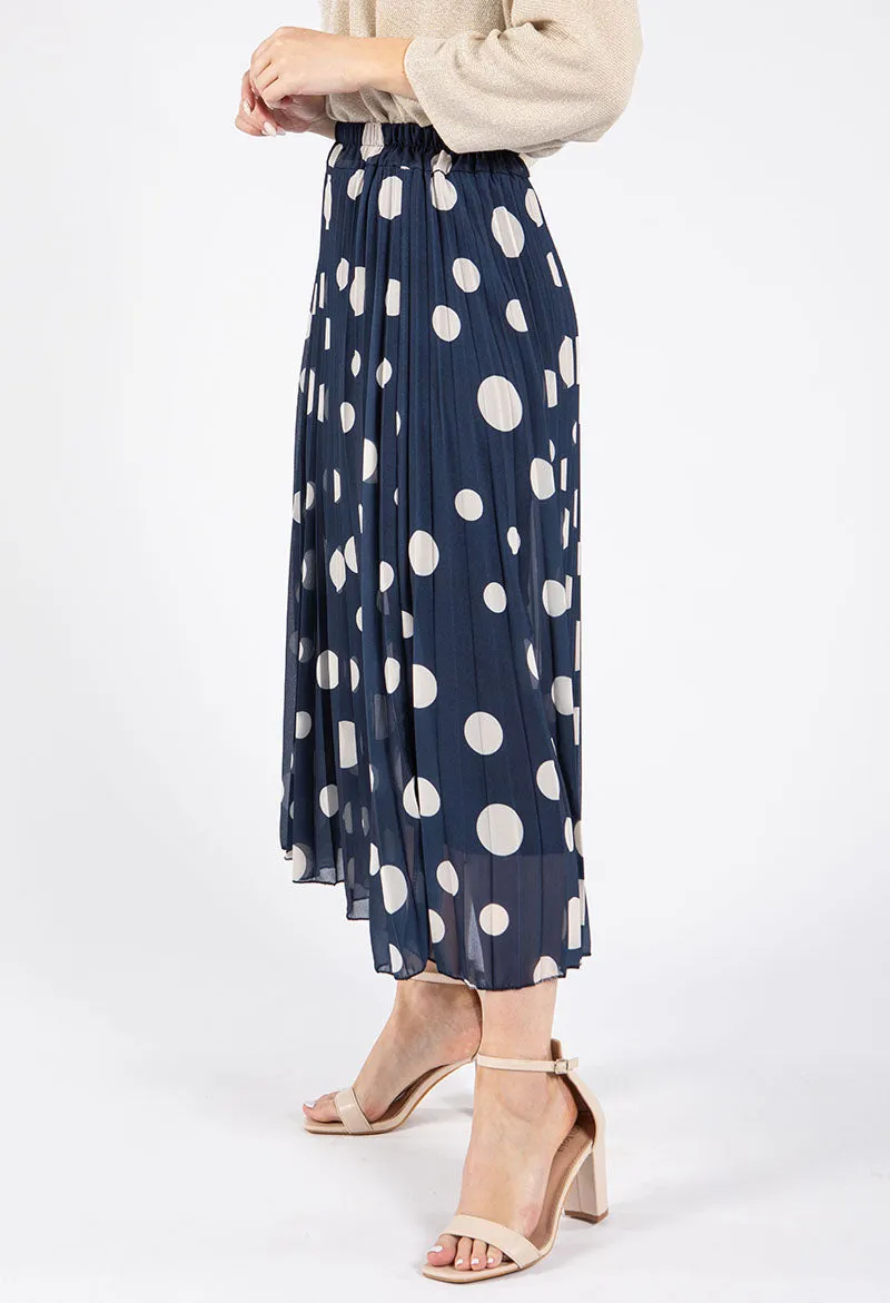 Polka Dot Plisse Pleated Skirt
