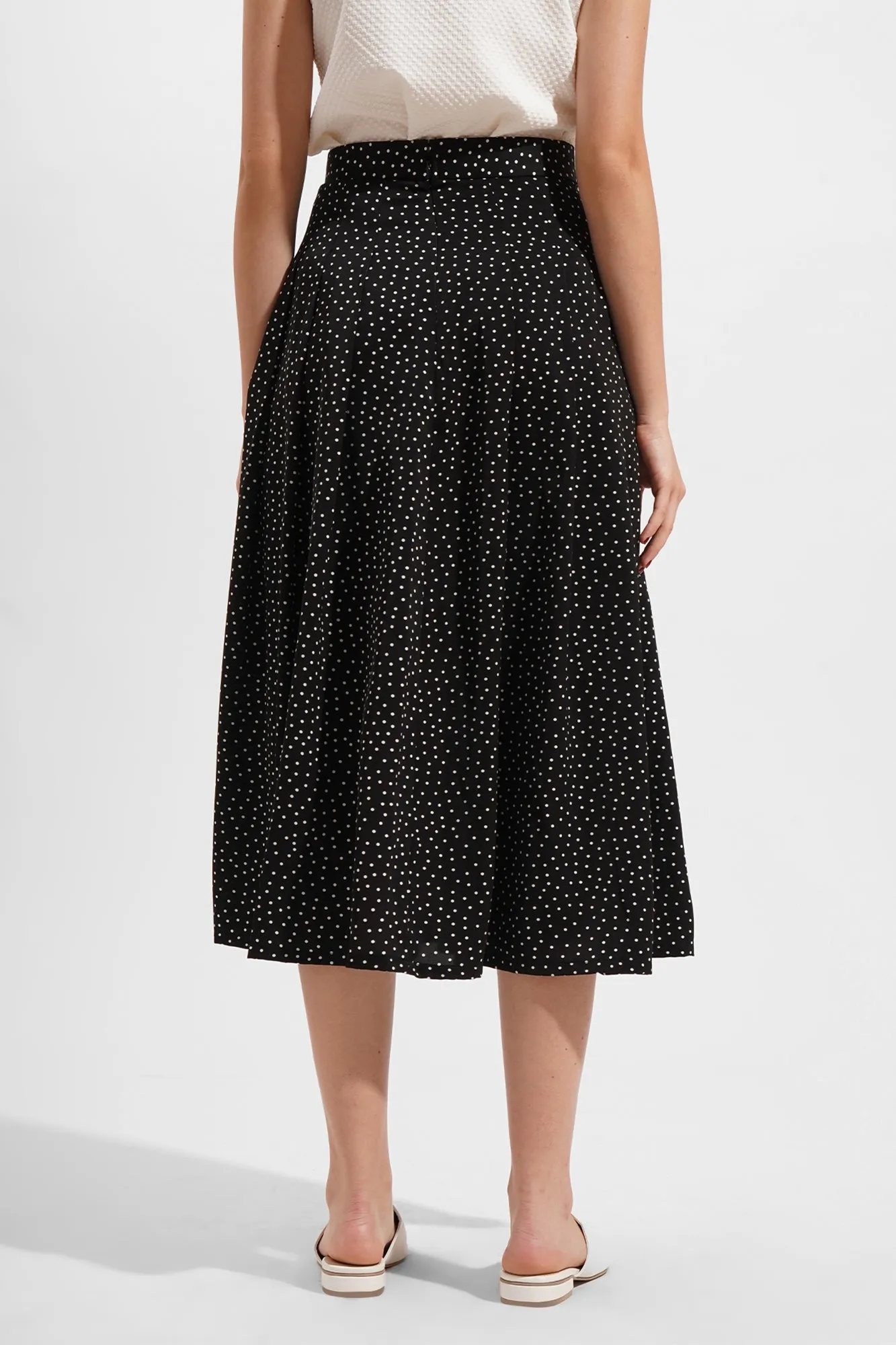 Polka Dots Pleated Midi Skirt