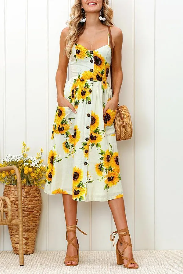 Pretty Printed Sling Midi Dress (3 Colors)
