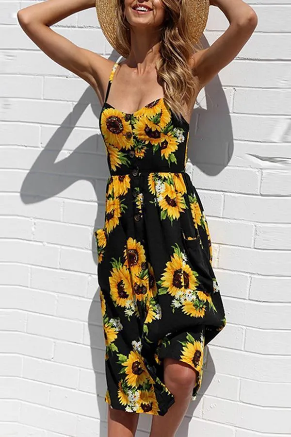 Pretty Printed Sling Midi Dress (3 Colors)