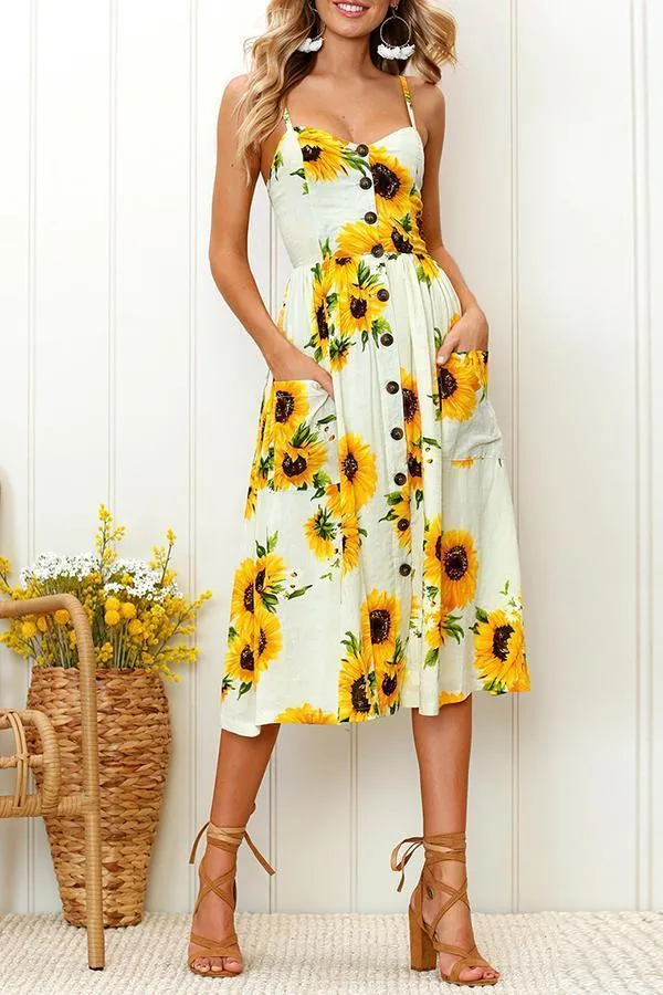 Pretty Printed Sling Midi Dress (3 Colors)