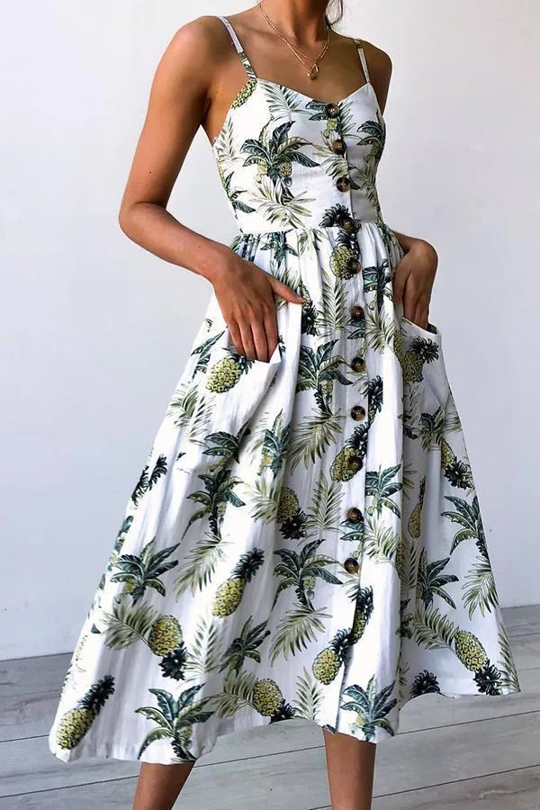 Pretty Printed Sling Midi Dress (3 Colors)
