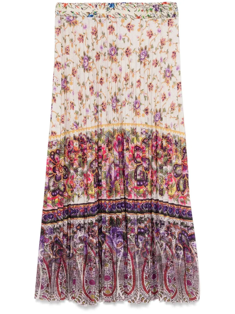 Printed silk pleated skirt