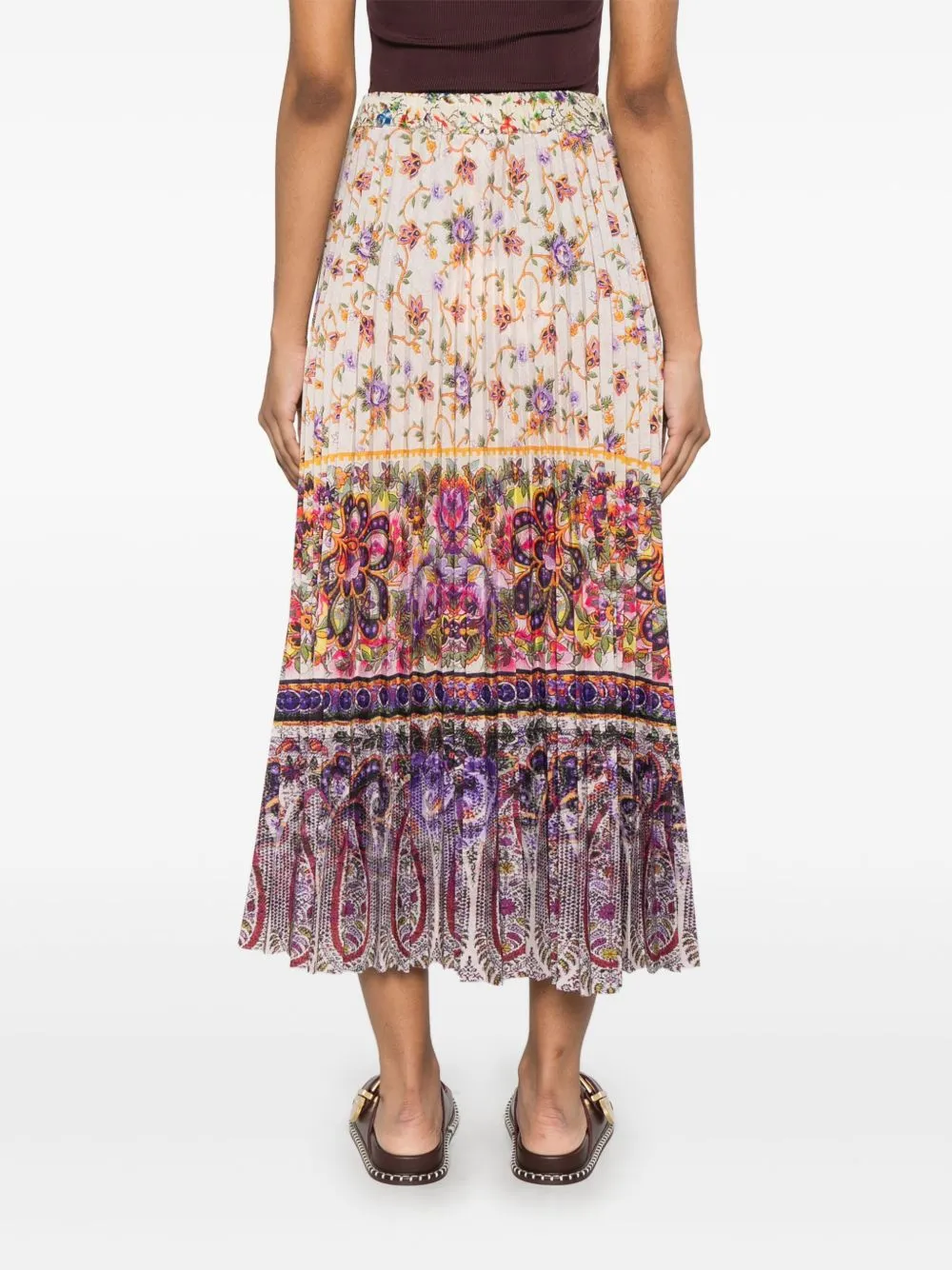 Printed silk pleated skirt