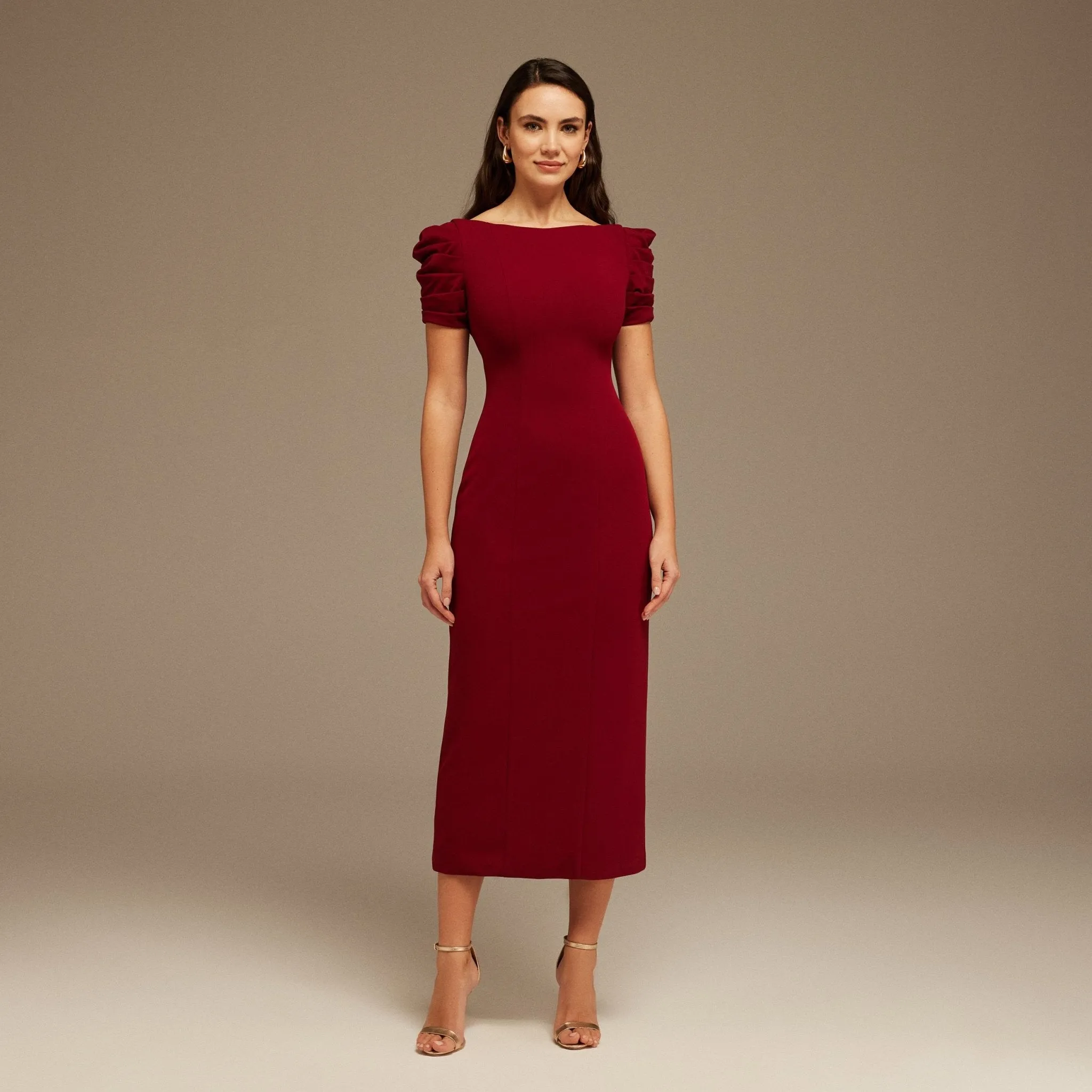 Puffy Short Sleeve Midi Dress