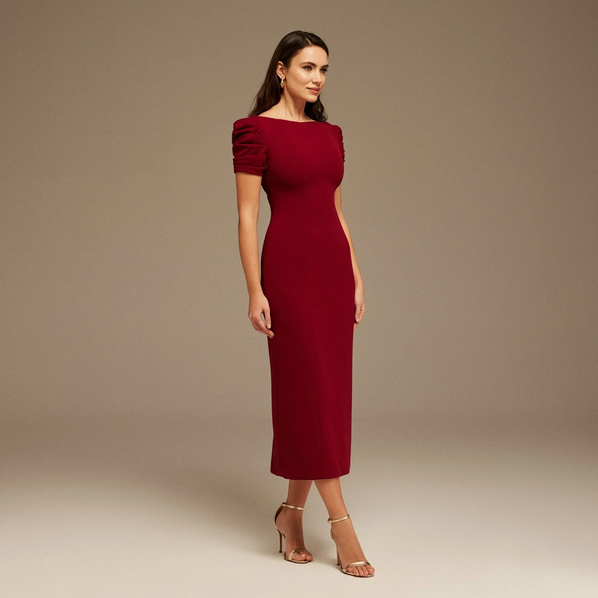 Puffy Short Sleeve Midi Dress