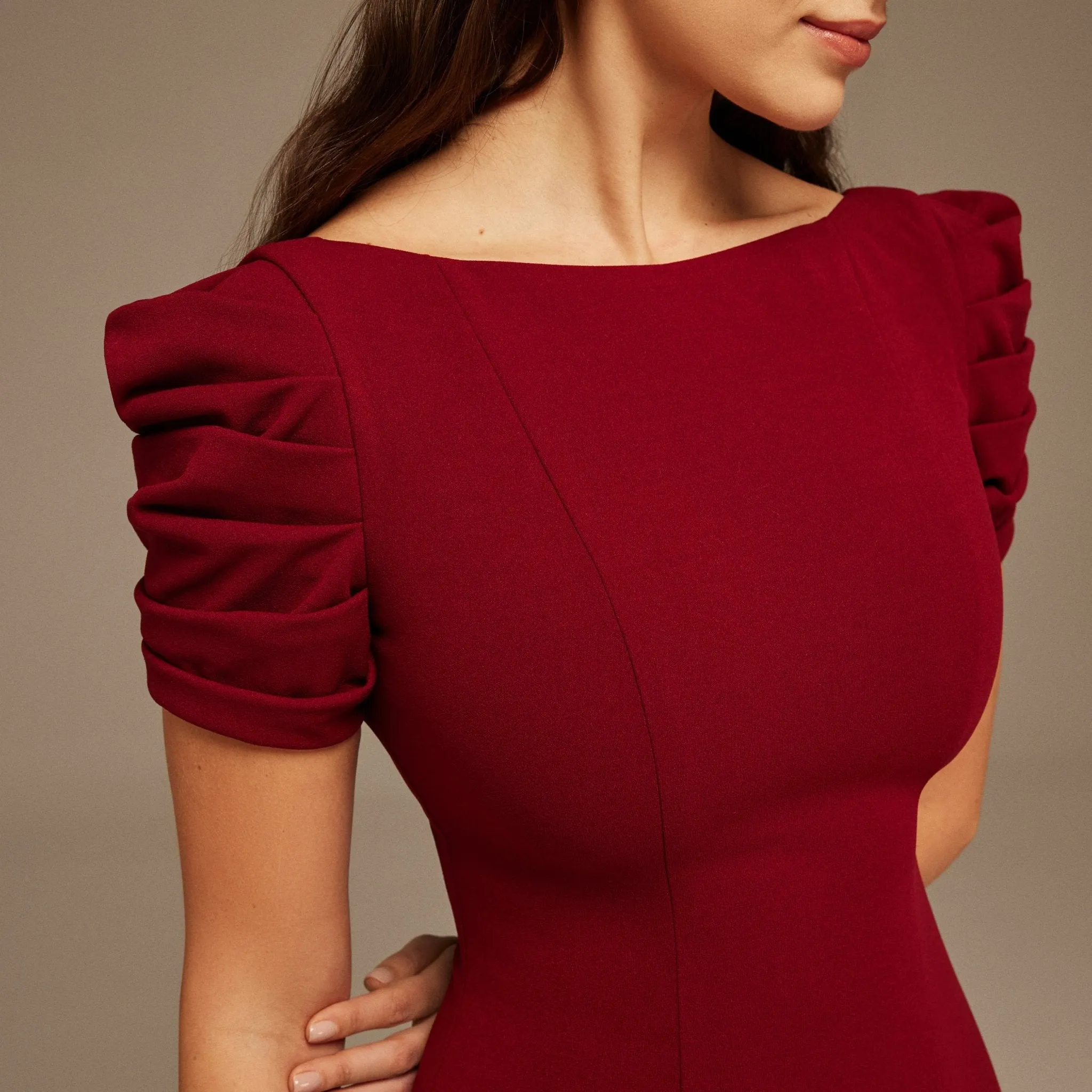 Puffy Short Sleeve Midi Dress