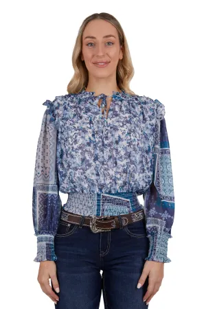 Pure Western Ladies Vivian Blouse - Navy - P4W2543912