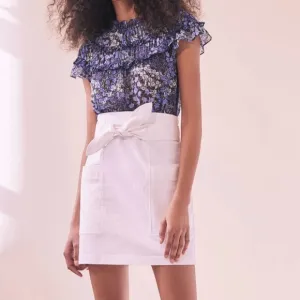 Rebecca Taylor| La Vie Denim Skirt Mini White Size 28