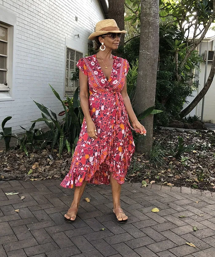 Red Festive Wrap Dress
