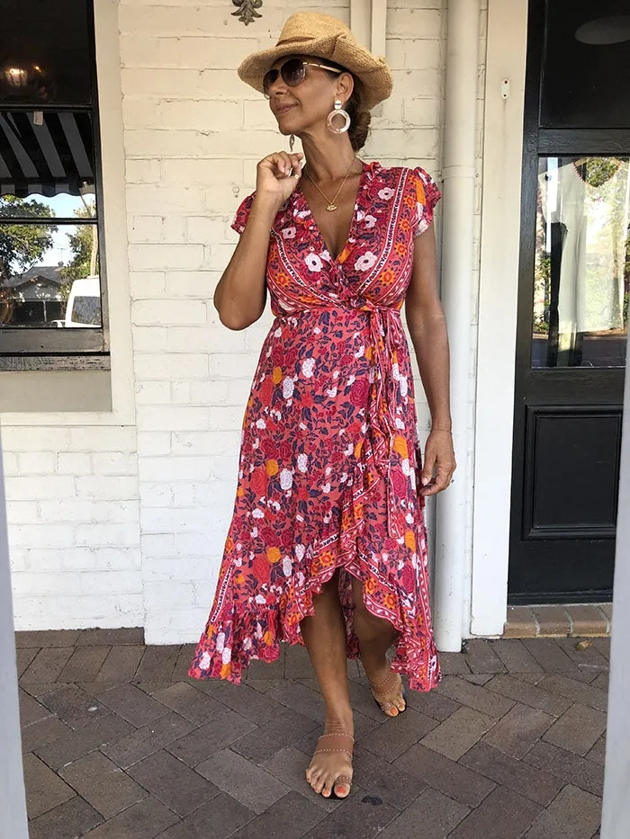 Red Festive Wrap Dress