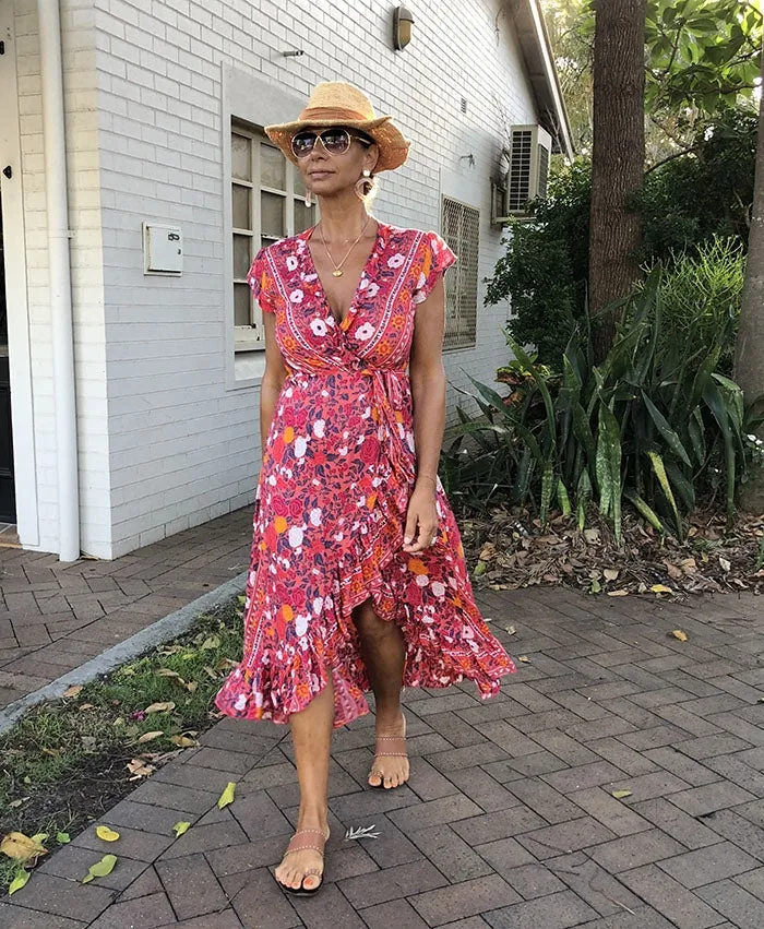Red Festive Wrap Dress