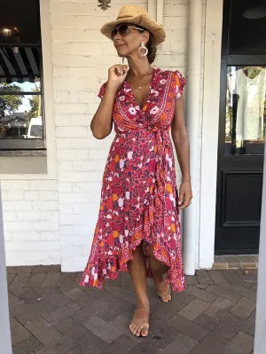 Red Festive Wrap Dress