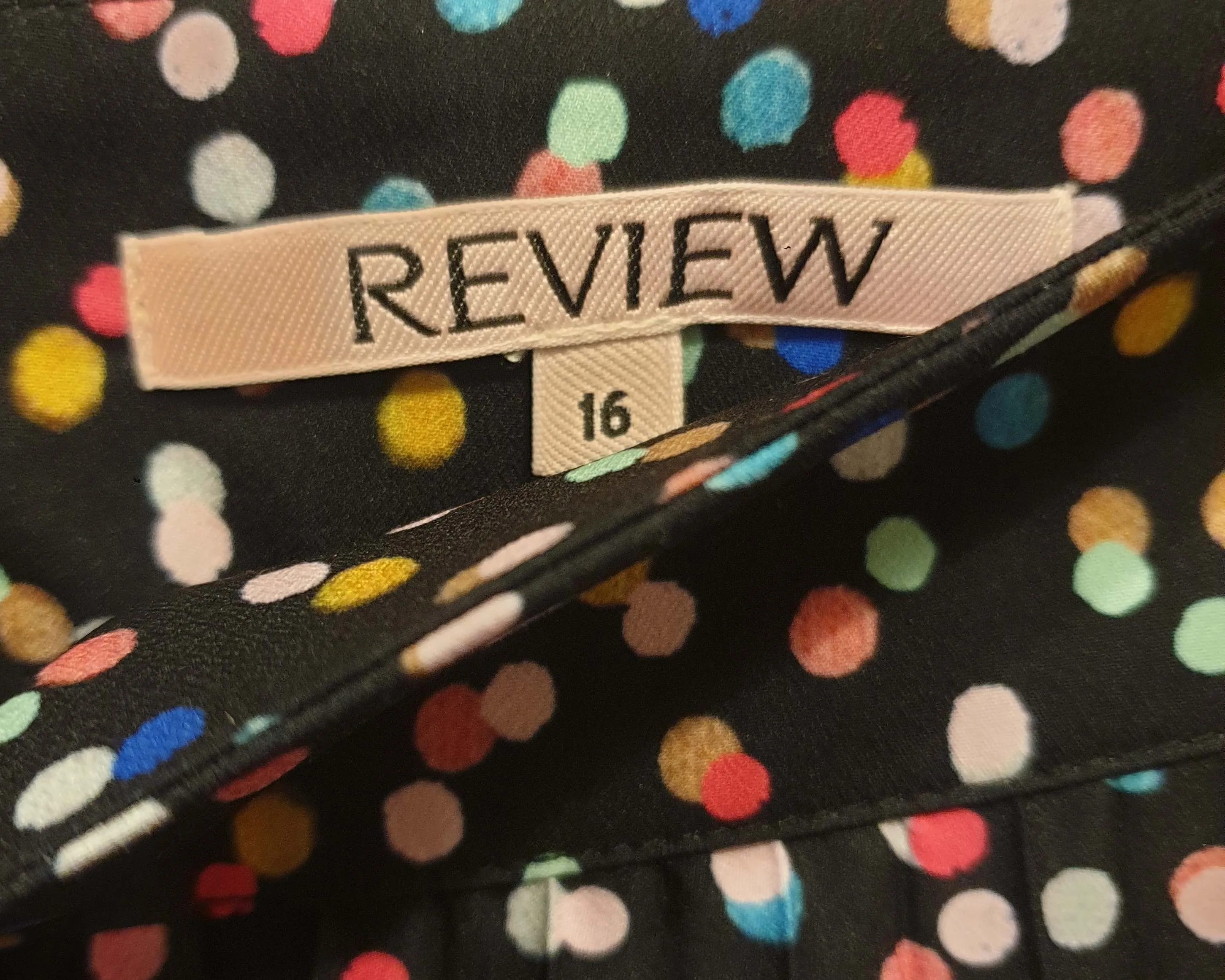 Review black confetti print skirt size 16