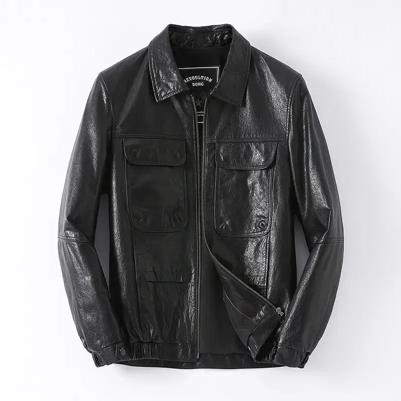 Revolution Wax Oil Black Leather Biker Jacket
