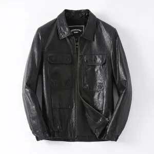 Revolution Wax Oil Black Leather Biker Jacket