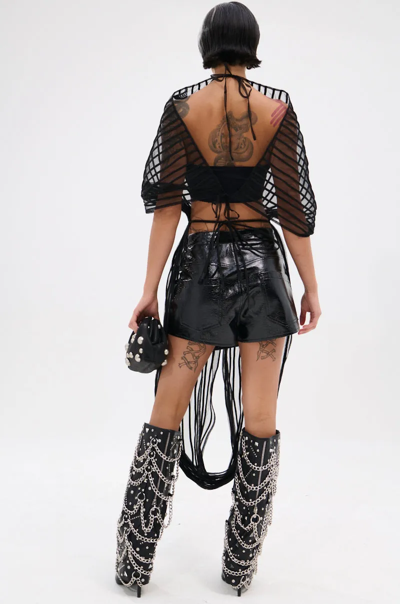 RIPPLING SHEER HALTER TOP