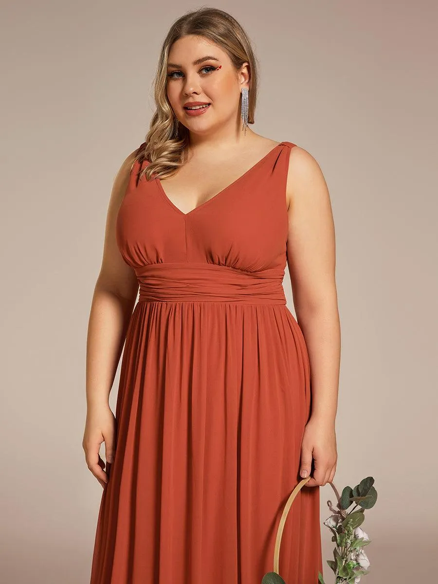 Robes de soirée Grande Taille Semi-Formelle Chiffon à Col V sans Manches